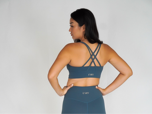 Cross Back Bra in Ocean