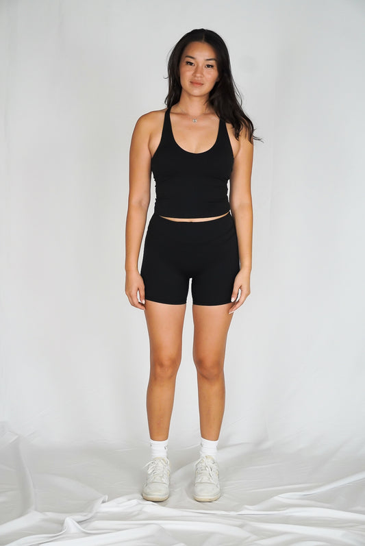 Black dbl seam shorts