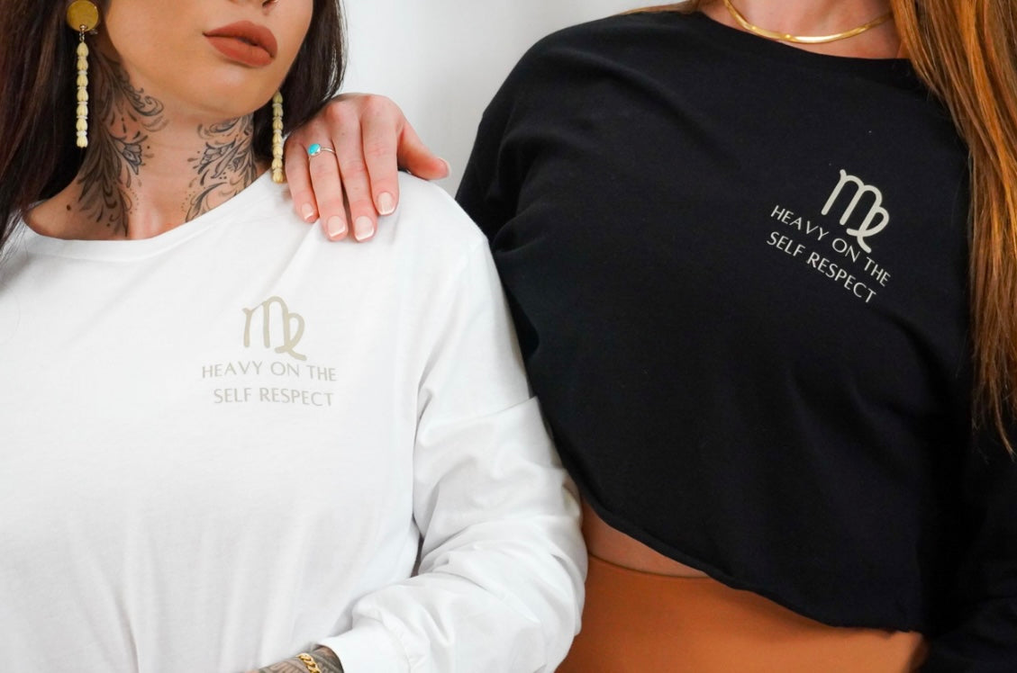 Virgo SZN Long Sleeve Crop White